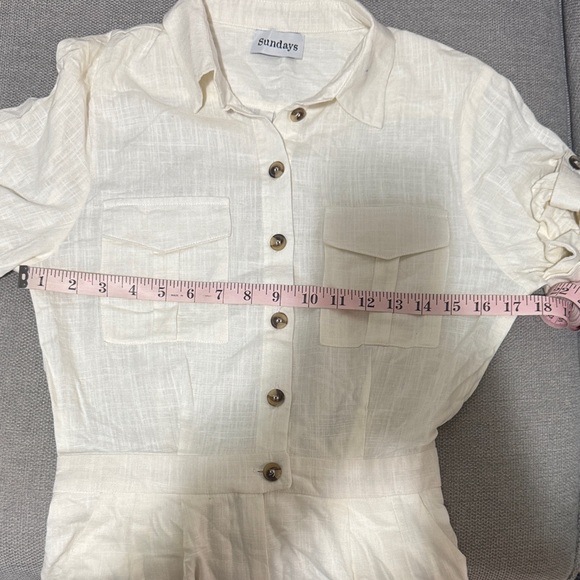 Linen Blend Button-Front Romper - Picture 5 of 7